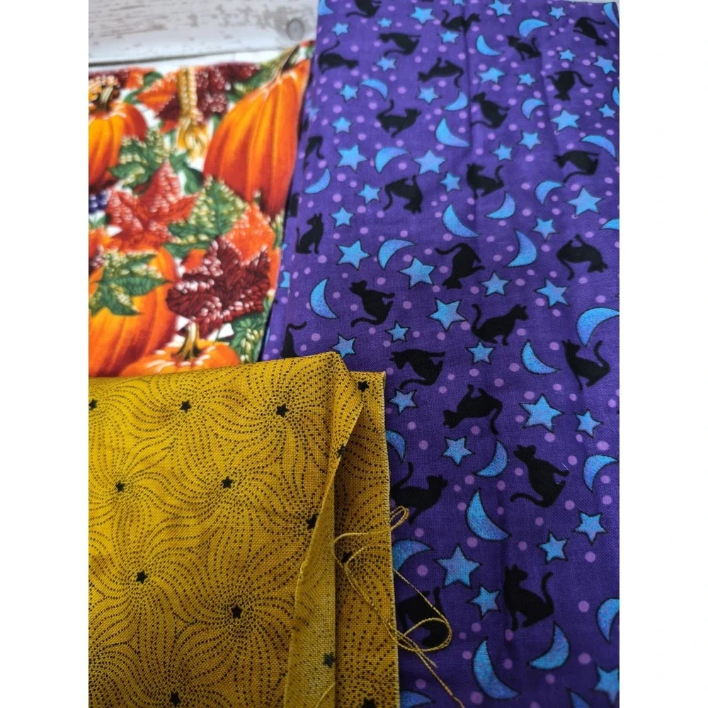 Halloween Fabric scraps variety for small craft projects quilting sewing 12 oz.